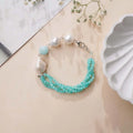 Amazonite with Pearl Silver Bracelet