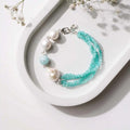 Amazonite with Pearl Silver Bracelet