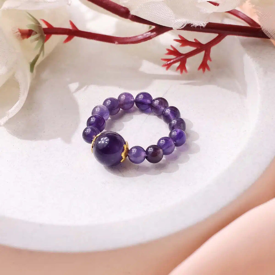 Amethyst Beads Ring