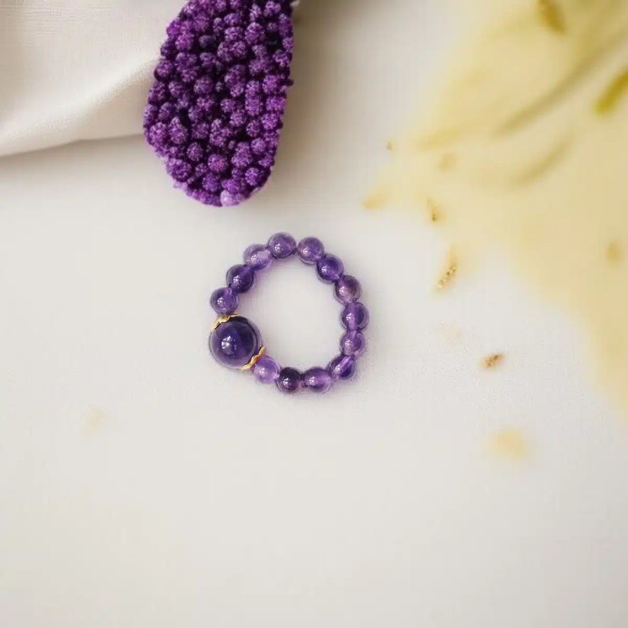 Amethyst Beads Ring