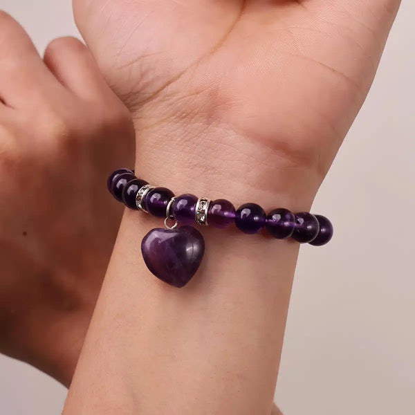 Amethyst Bracelet With Mini Heart Charm