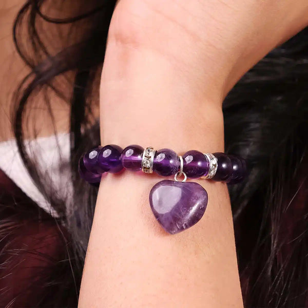 Amethyst Bracelet With Mini Heart Charm