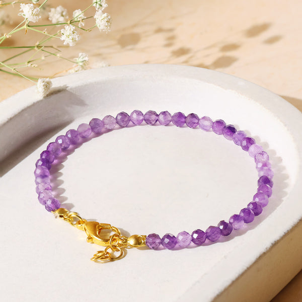 Amethyst faceted Chain Bracelet 4mm