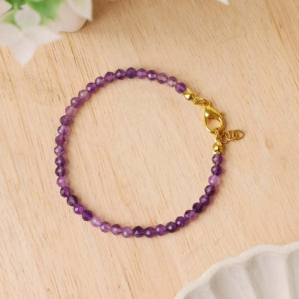 Amethyst faceted Chain Bracelet 4mm