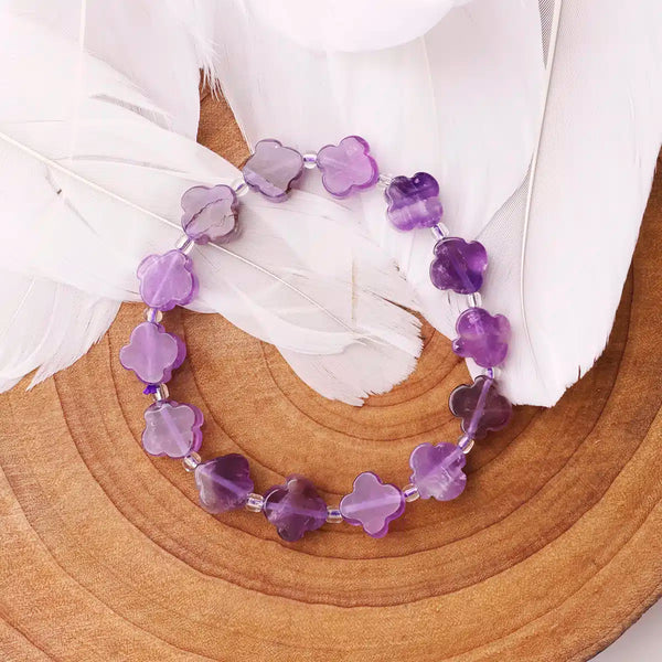 Amethyst Flower Beads Bracelet