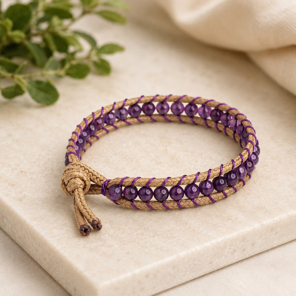 Amethyst Wrap Bracelet 4mm
