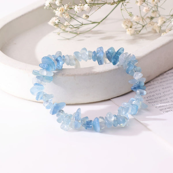 Aquamarine Chips Beads Bracelet