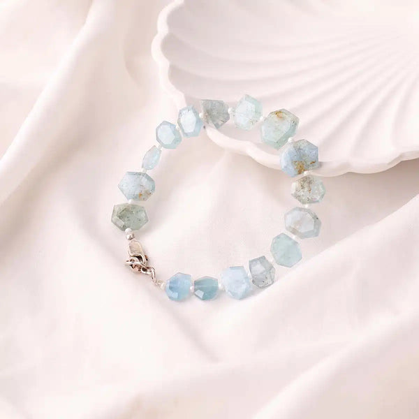 Aquamarine Hexagon Bracelet