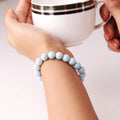 Aquamarine Round Beads Bracelet (Dyed)