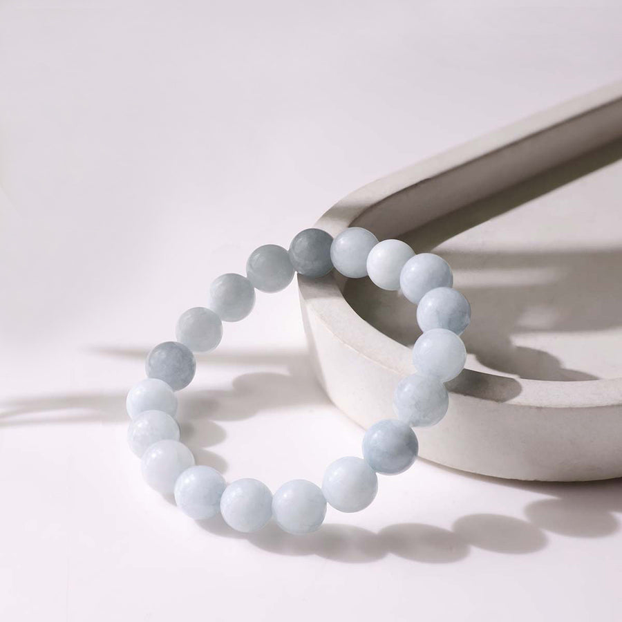 Aquamarine Round Beads Bracelet (Dyed)