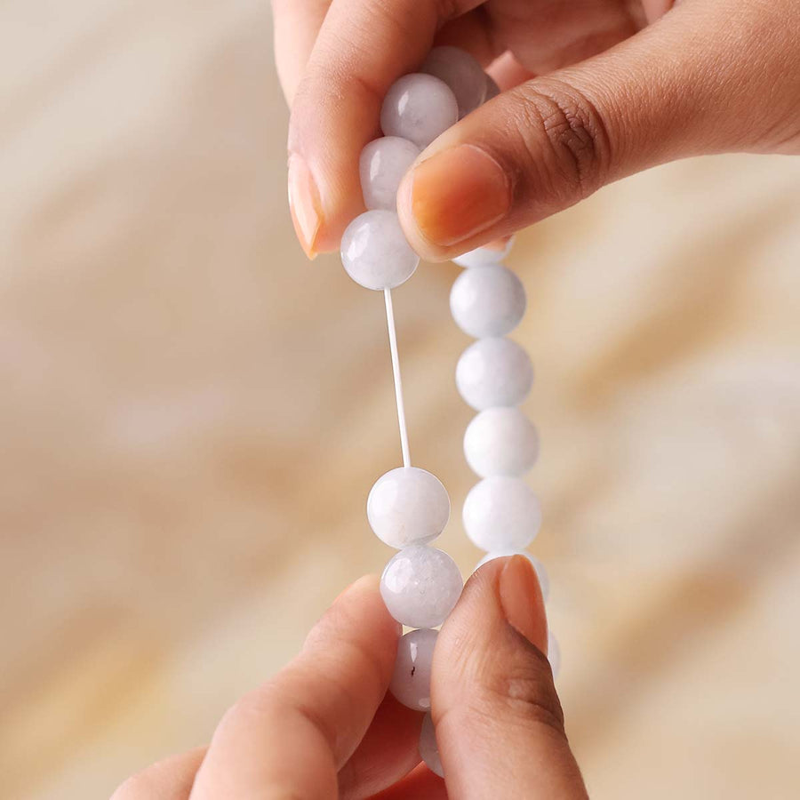 Aquamarine Round Beads Bracelet (Dyed)