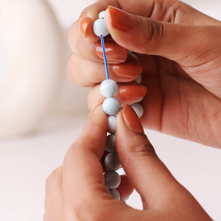 Aquamarine Round Beads Bracelet (Dyed)
