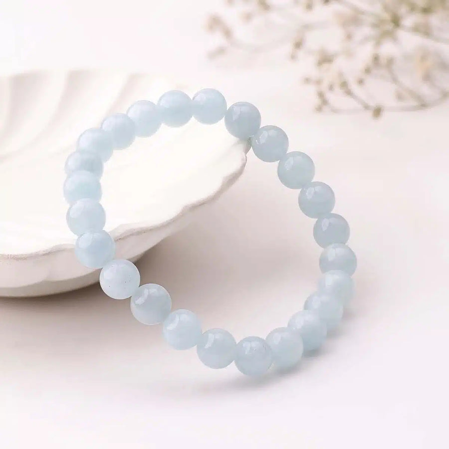 Aquamarine Round Beads Bracelet (Dyed)