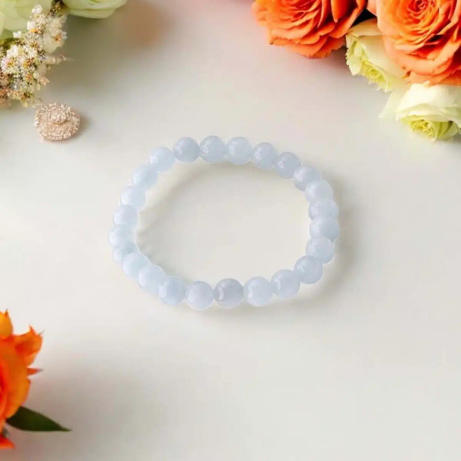 Aquamarine Round Beads Bracelet (Dyed)