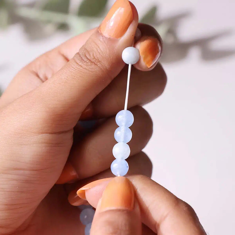 Aquamarine Round Beads Bracelet (Dyed)
