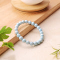 Aquamarine Round Beads Bracelet (Dyed)