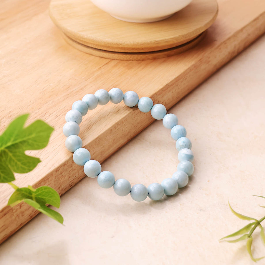 Aquamarine Round Beads Bracelet (Dyed)