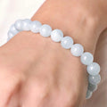 Aquamarine Round Beads Bracelet (Dyed)