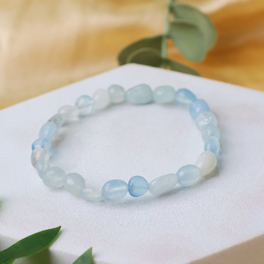 Aquamarine Small Tumble Beads Bracelet