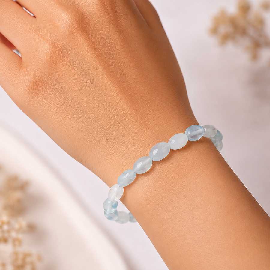 Aquamarine Small Tumble Beads Bracelet