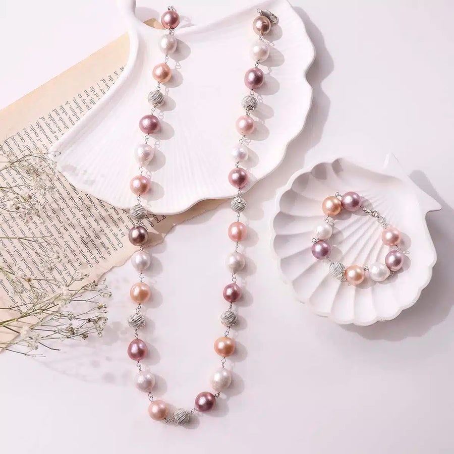 Baroque Pearl Necklace Silver