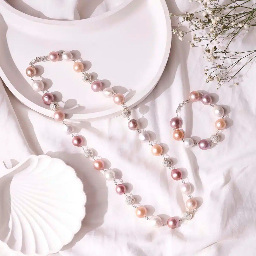 Baroque Pearl Necklace Silver