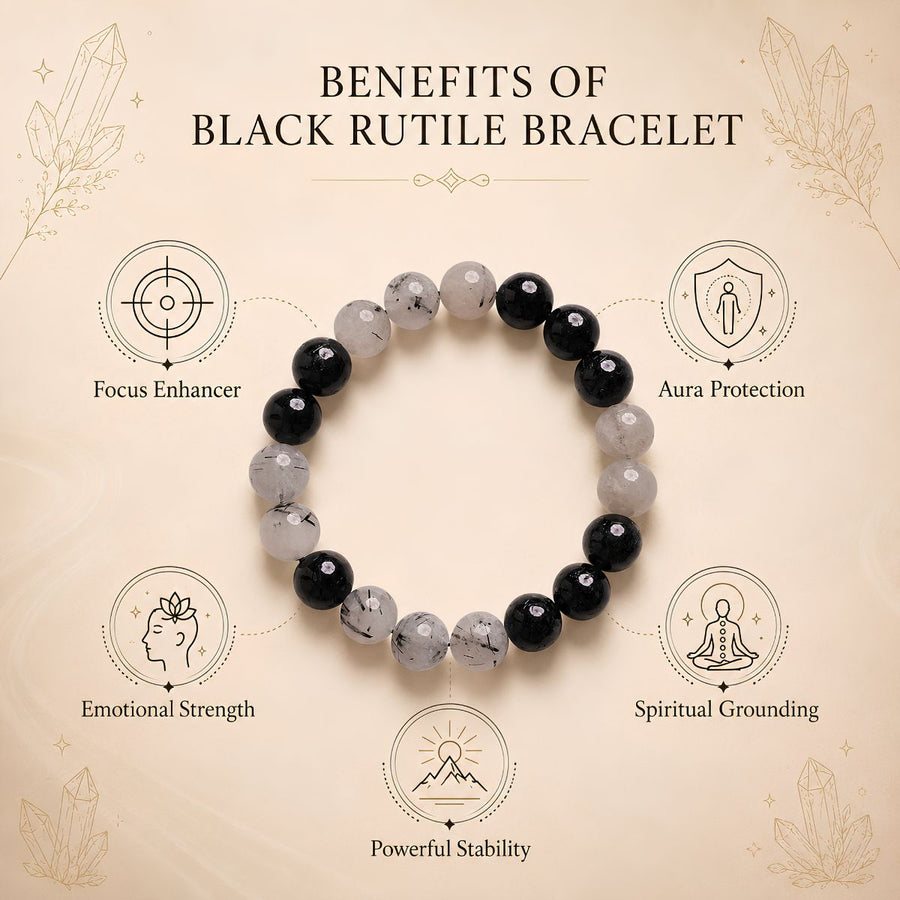 Black Rutile Bracelet 10mm HQ