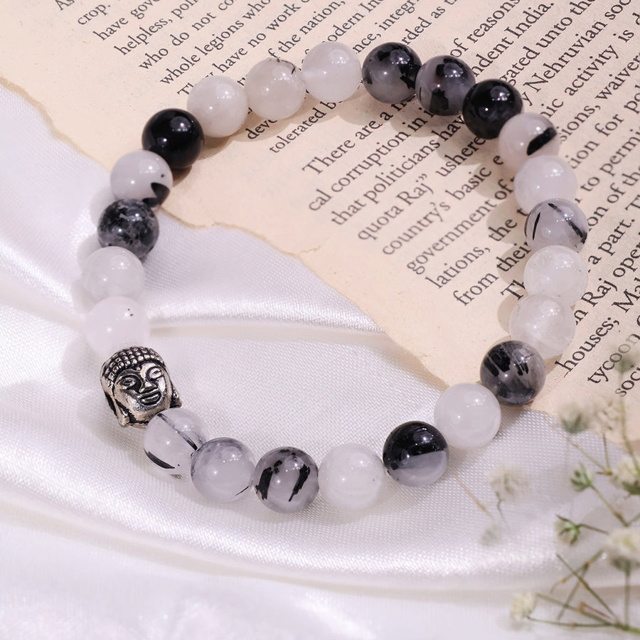 Black Rutile Buddha Bracelet 8mm