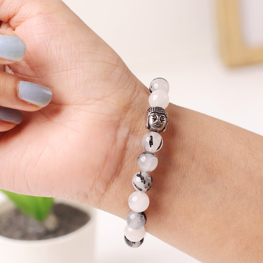 Black Rutile Buddha Bracelet 8mm
