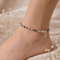 Black Rutile Faceted Anklet 2 mm