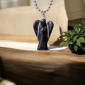 Black Tourmaline Wire-Wrapped Angel Pendant