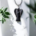 Black Tourmaline Wire-Wrapped Angel Pendant
