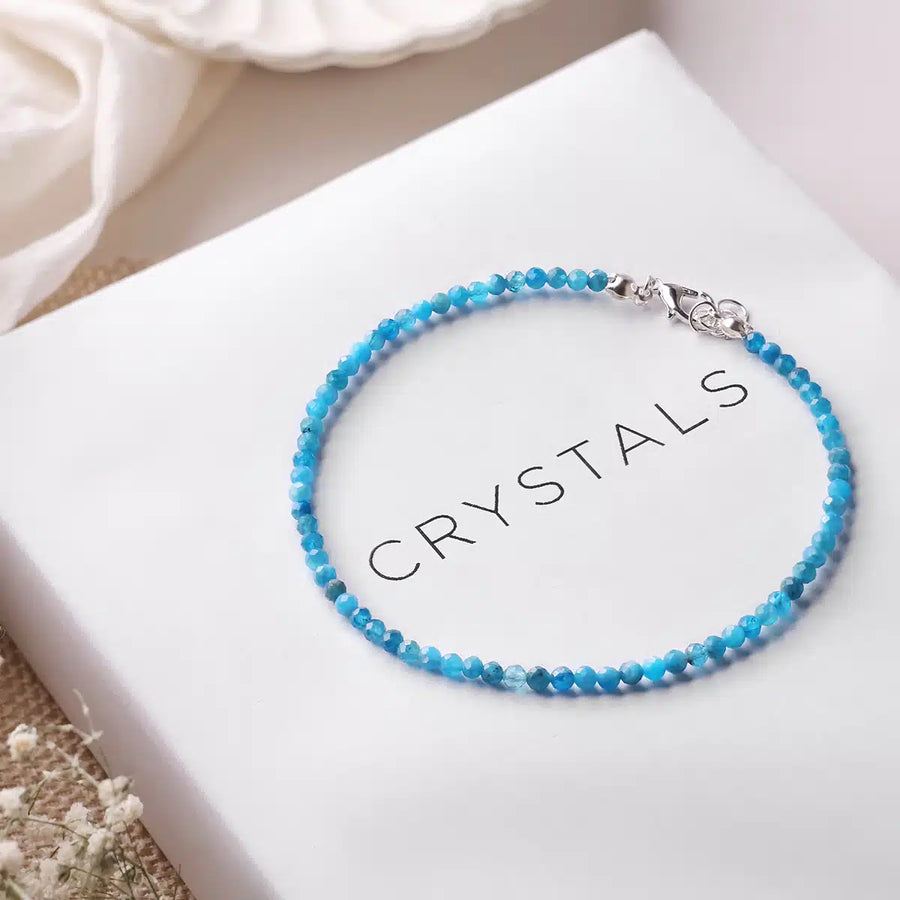 Blue Apatite Faceted Beads Anklet (3MM)