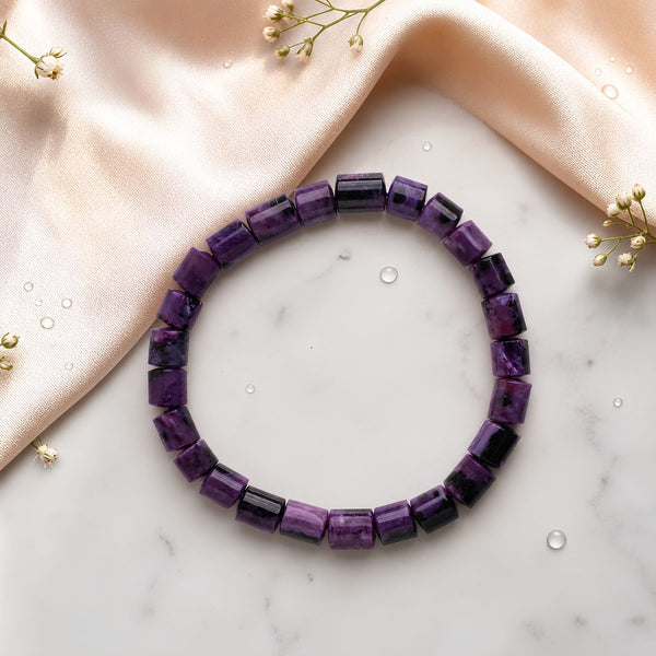 Charoite Drum Beads Bracelet