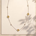 Citrine Coin Faceted Round Beads Necklace Silver
