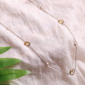 Citrine Coin Faceted Round Beads Necklace Silver