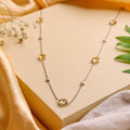 Citrine Coin Faceted Round Beads Necklace Silver