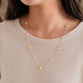 Citrine Coin Faceted Round Beads Necklace Silver