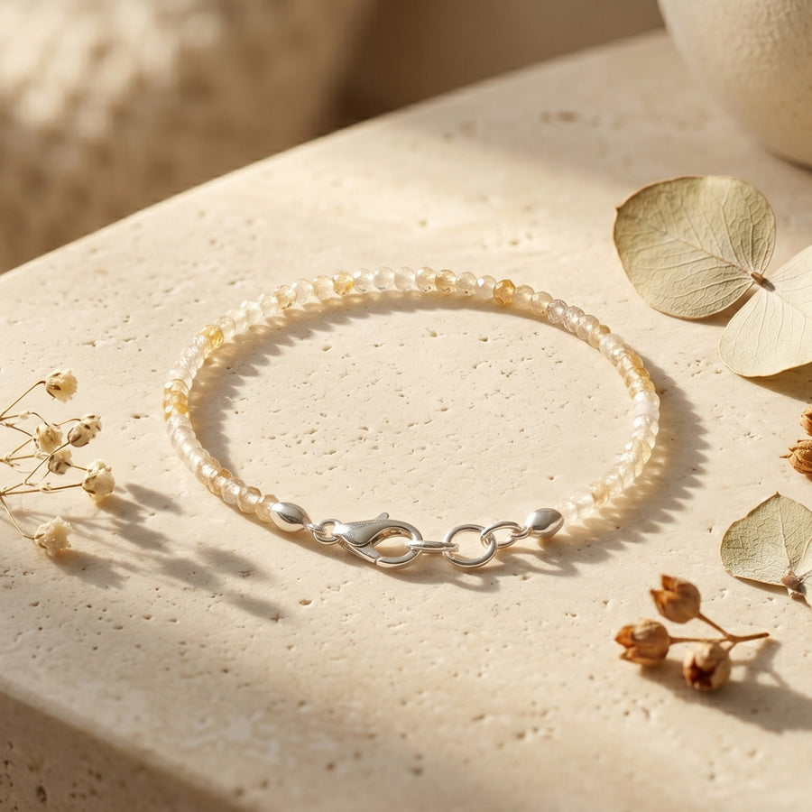 Citrine Faceted Chain Bracelet 2 MM