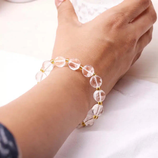Clear Quartz Coin Faceted Bracelet