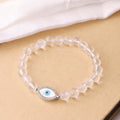 Clear Quartz Faceted Bracelet With Evil Eye Charm