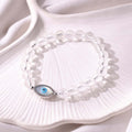 Clear Quartz Faceted Bracelet With Evil Eye Charm