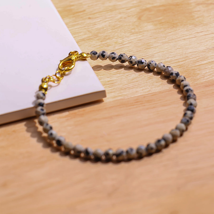 Dalmation Jasper Faceted Chain Bracelet 4mm