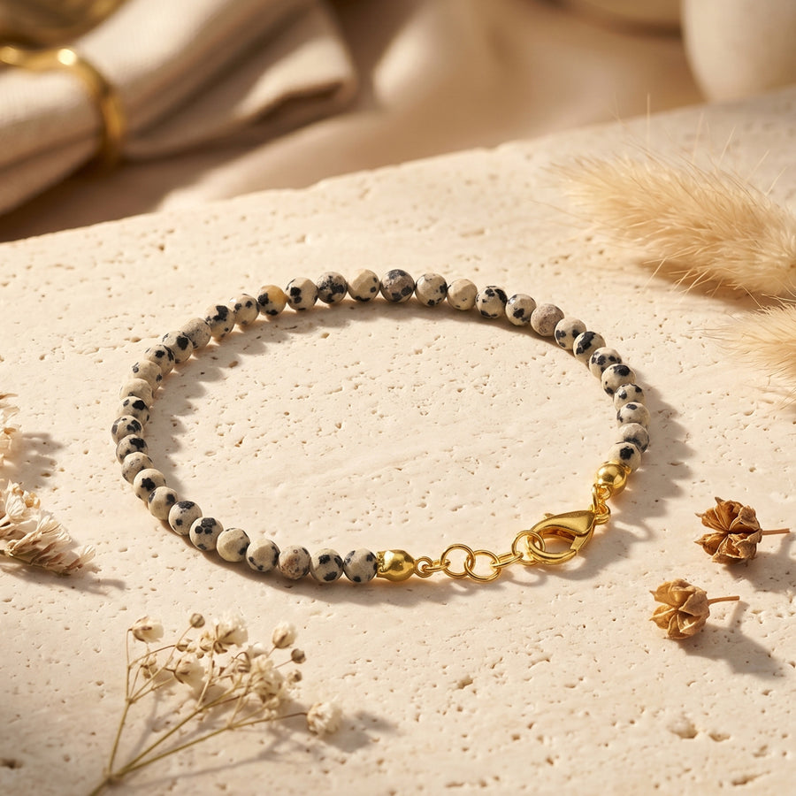 Dalmation Jasper Faceted Chain Bracelet 4mm