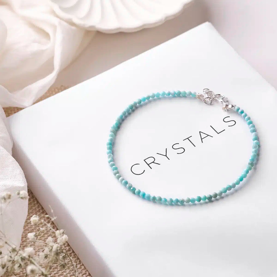 Firoza Turquoise Faceted Beads Anklet (3MM)