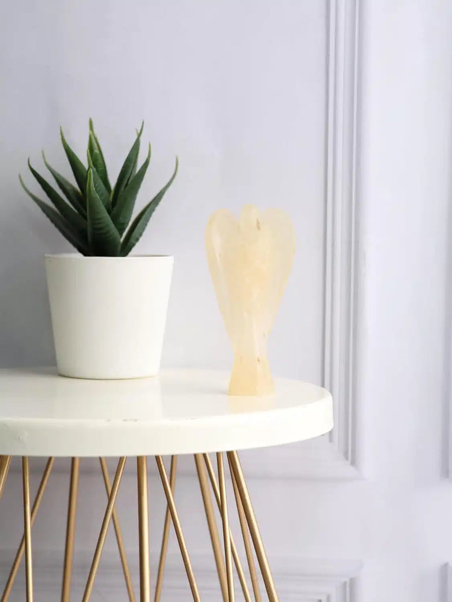 Golden Quartz Carved Angel