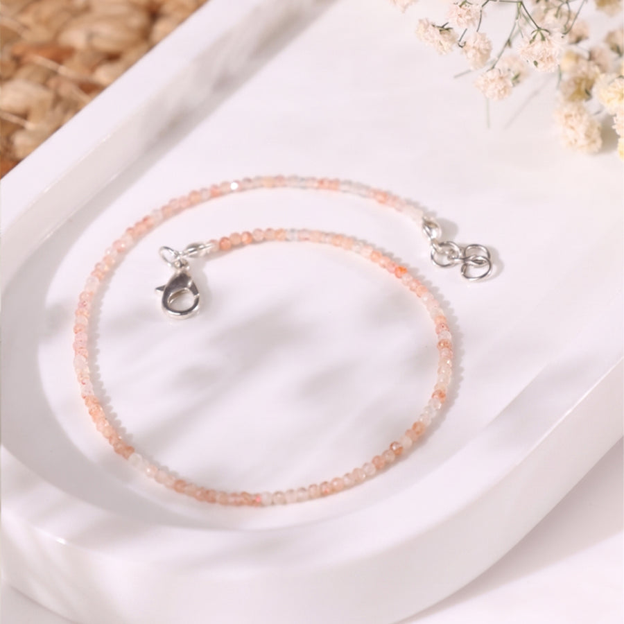 Golden Sunstone Faceted Anklet 2 mm