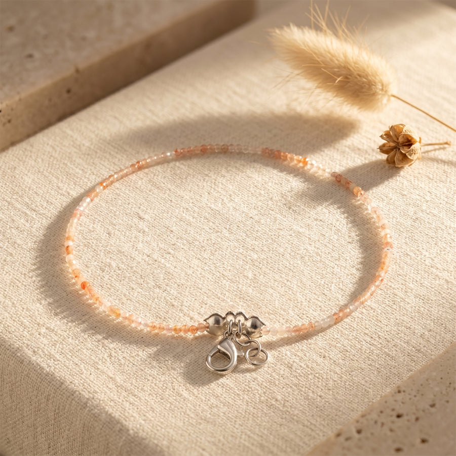 Golden Sunstone Faceted Anklet 2 mm