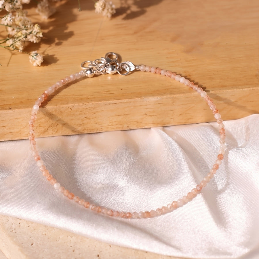 Golden Sunstone Faceted Anklet 2 mm
