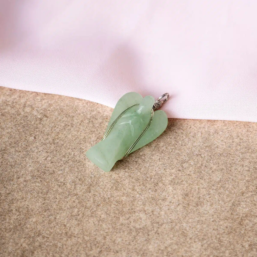 Green Aventurine Angel Wire Wrapped Pendant